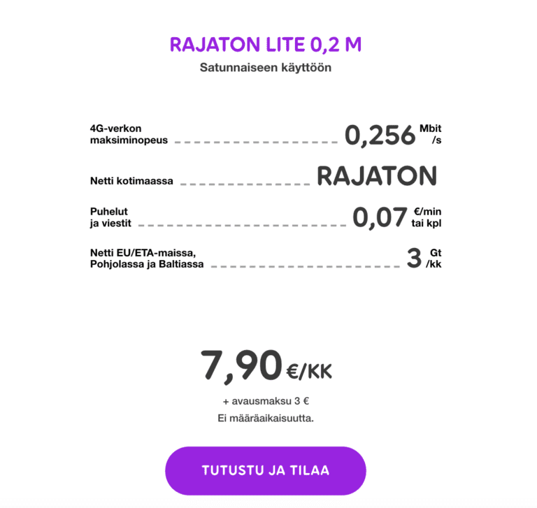 Järkevä puhelinliittymä lapselle, haussa alle 10e/kk diili
