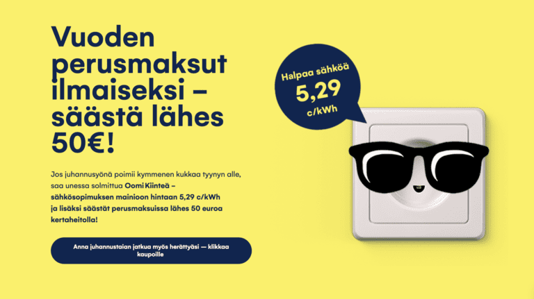 Sähköön 3kk perusmaksut ilmaiseksi